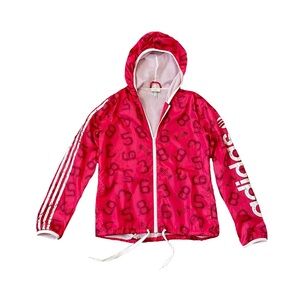 Adidas neo hot pink athletic windbreaker jacket